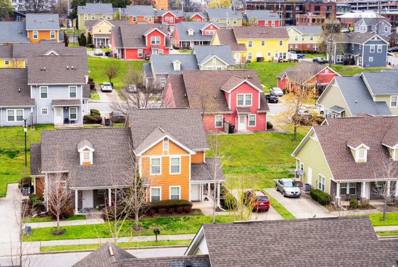 Multi colored suburban houses